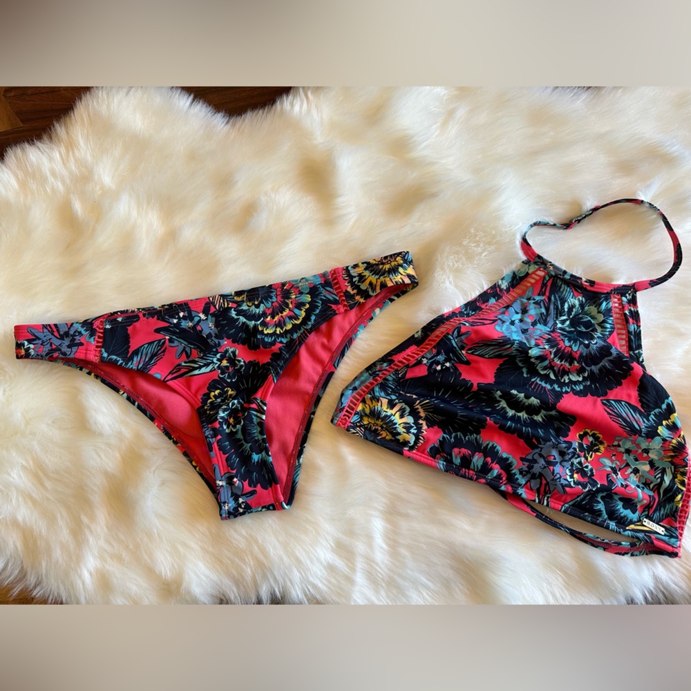 Floral Bikini Set in Orange & Paisley